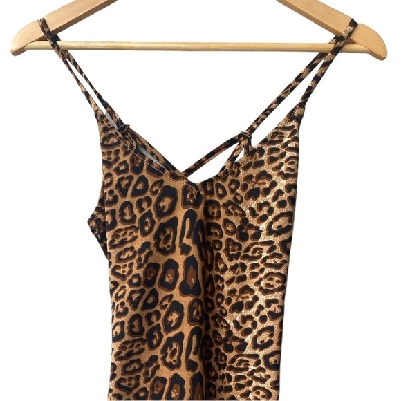 Grace Karin Strappy Open Back Spaghetti Strap Animal Print Bodysuit - Picture 2 of 8